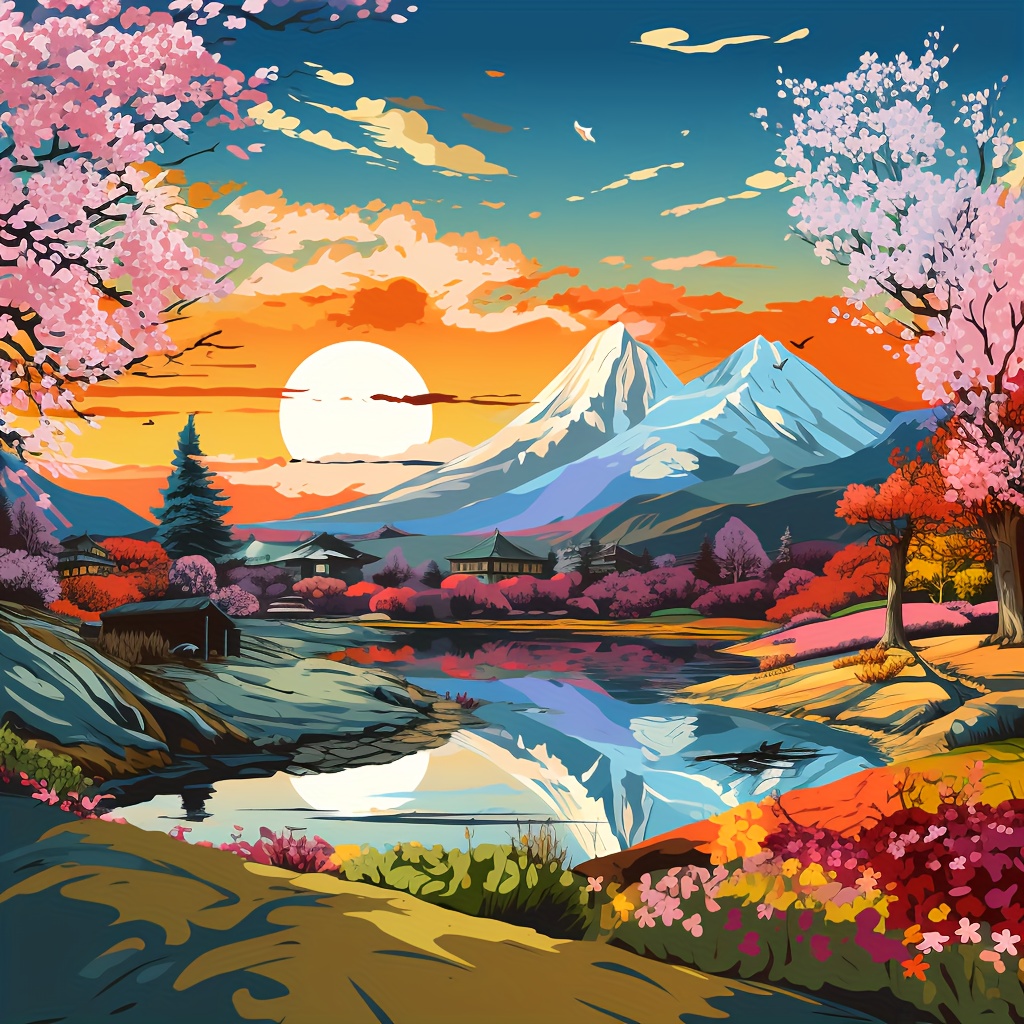 

1pc Large Size 40x40cm/15.7x15.7inch Without Frame Diy 5d Diamond Painting Beautiful Landscape, Full Rhinestone Painting, Diamond Art Embroidery Kits, Handmade Home Room Office Wall Decor