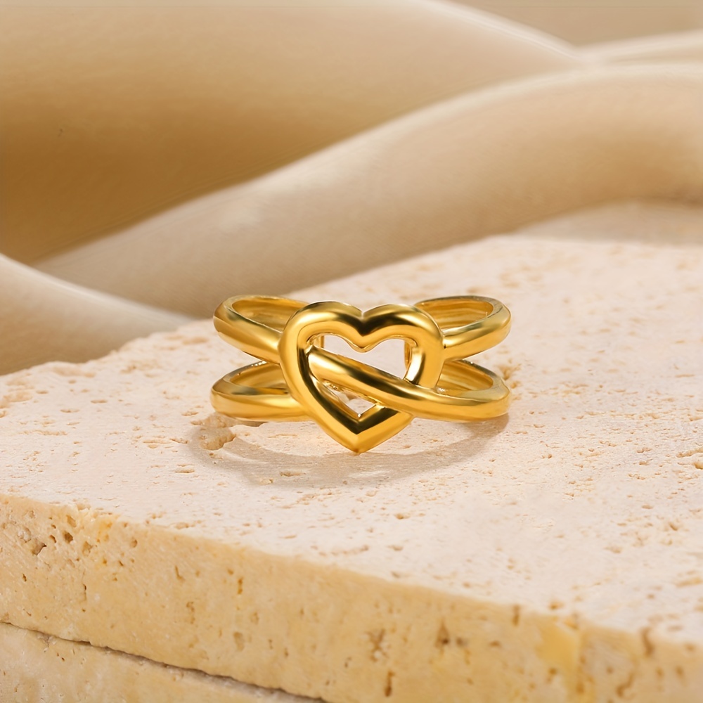 Men's Hollow Love Stainless Steel Ring Open Adjustable Ring