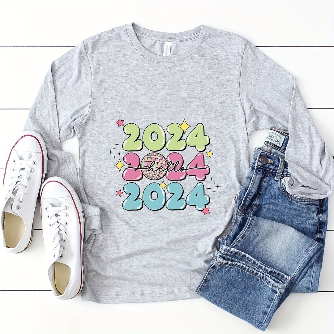 Hello 2024 Retro New Year Iron Heat Transfers Vinyl T Shirts - Temu