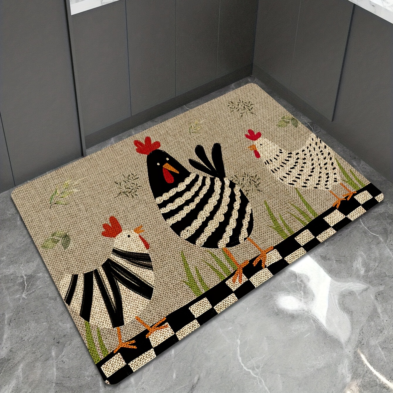 Funny Chicken Pattern Door Mat, 40 X 60cm Indoor Outdoor Entrance Doormat  Non Slip Cute Decorative Carpet Entry Rugs