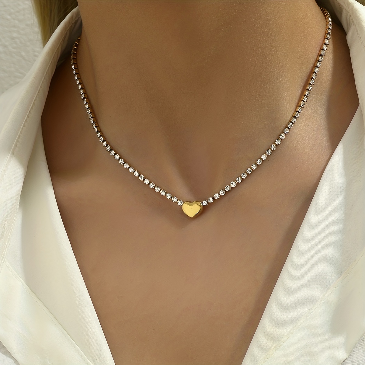 Collar Amor Diamantes Imitación Lujo Ligero Diseño Nicho - Temu