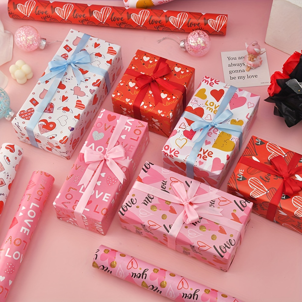 Cadeau Feuilles de Papier D'Emballage Lot de 6, la Saint-Valentin