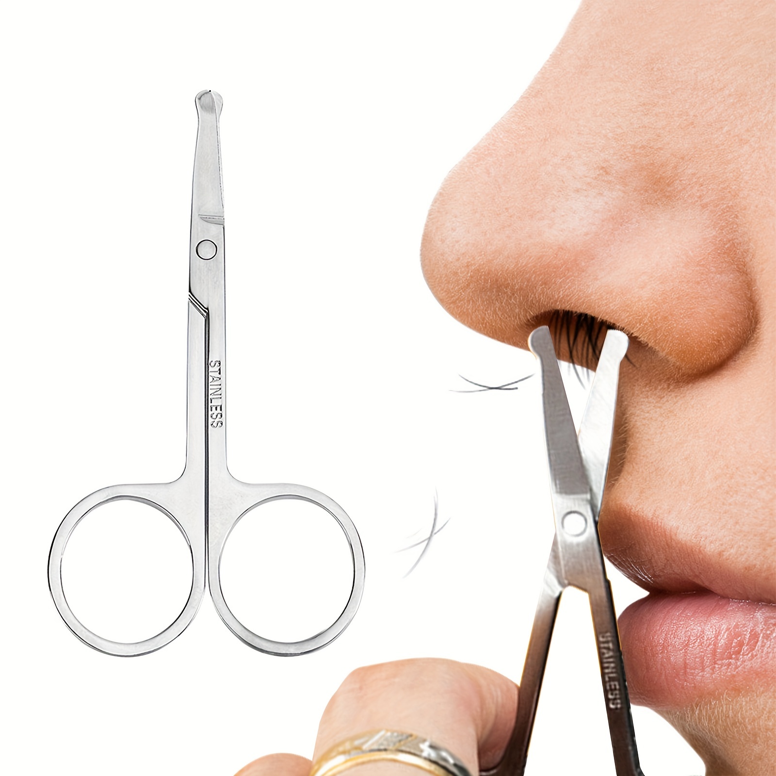 Nose Hair Trimming Scissors Suit For Facial Hair Ear Hair - Temu