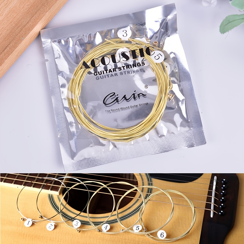 6pcs Brass Hexagonal Acoustic Guitar Strings Enhanced Sound and Durability