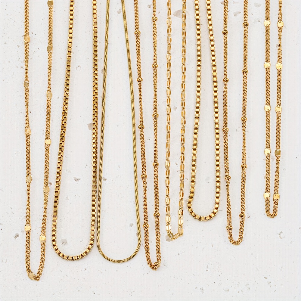 Gold Stainless Steel Box Chain Necklace Chains for Jewelry Making Ready to  Wear