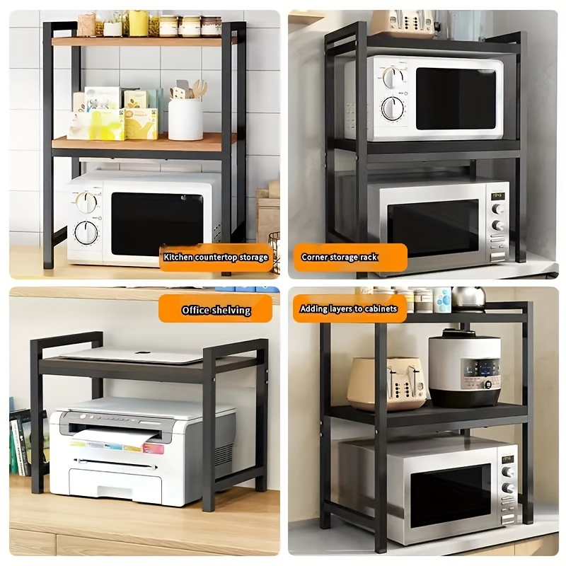 2/3 layer Wooden Microwave Oven Shelf Metal Frame Shelf For - Temu