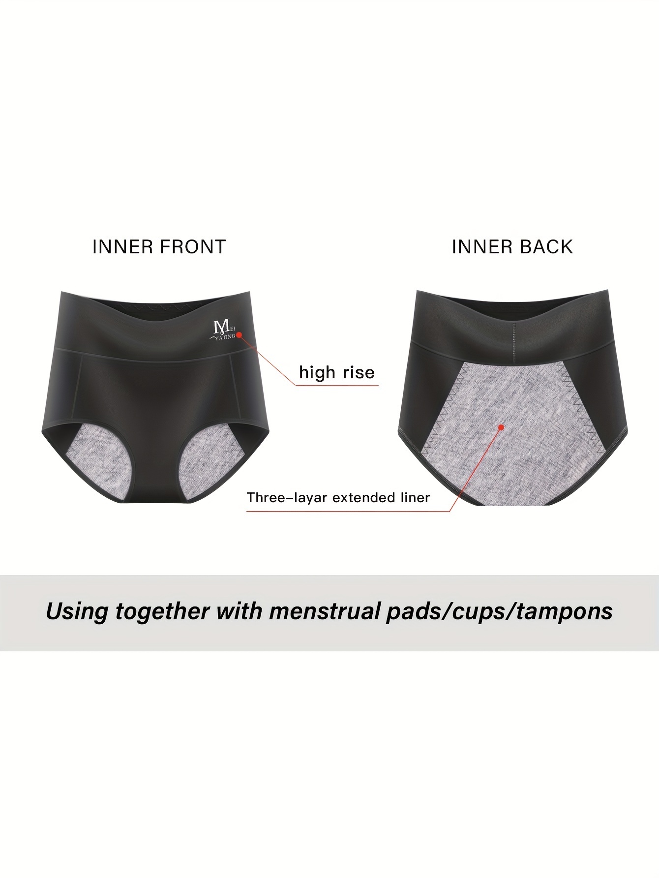 3xWomen High Waist Menstrual Period Panties Leak Proof Briefs Underwear  Knickers