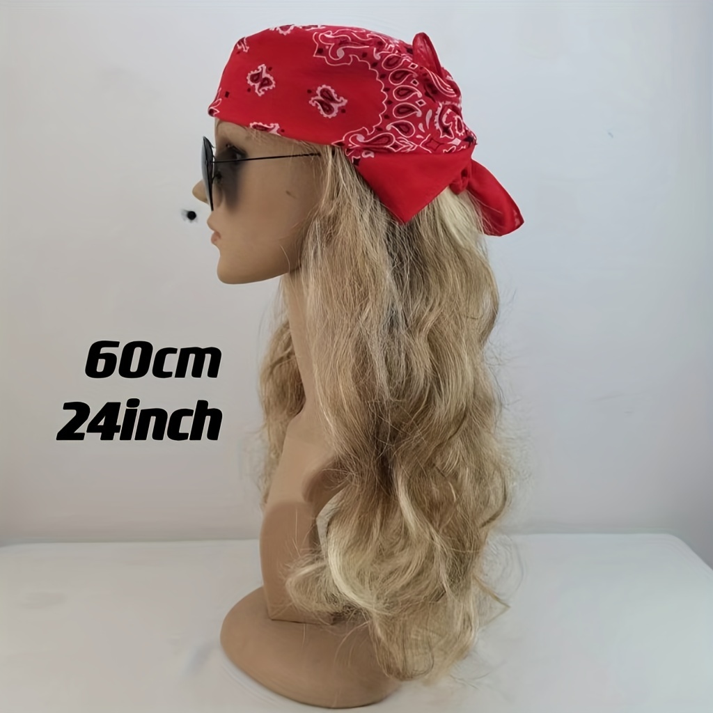  80s Rock Wig with Bandana 80s Mens Mullet Brown Curly