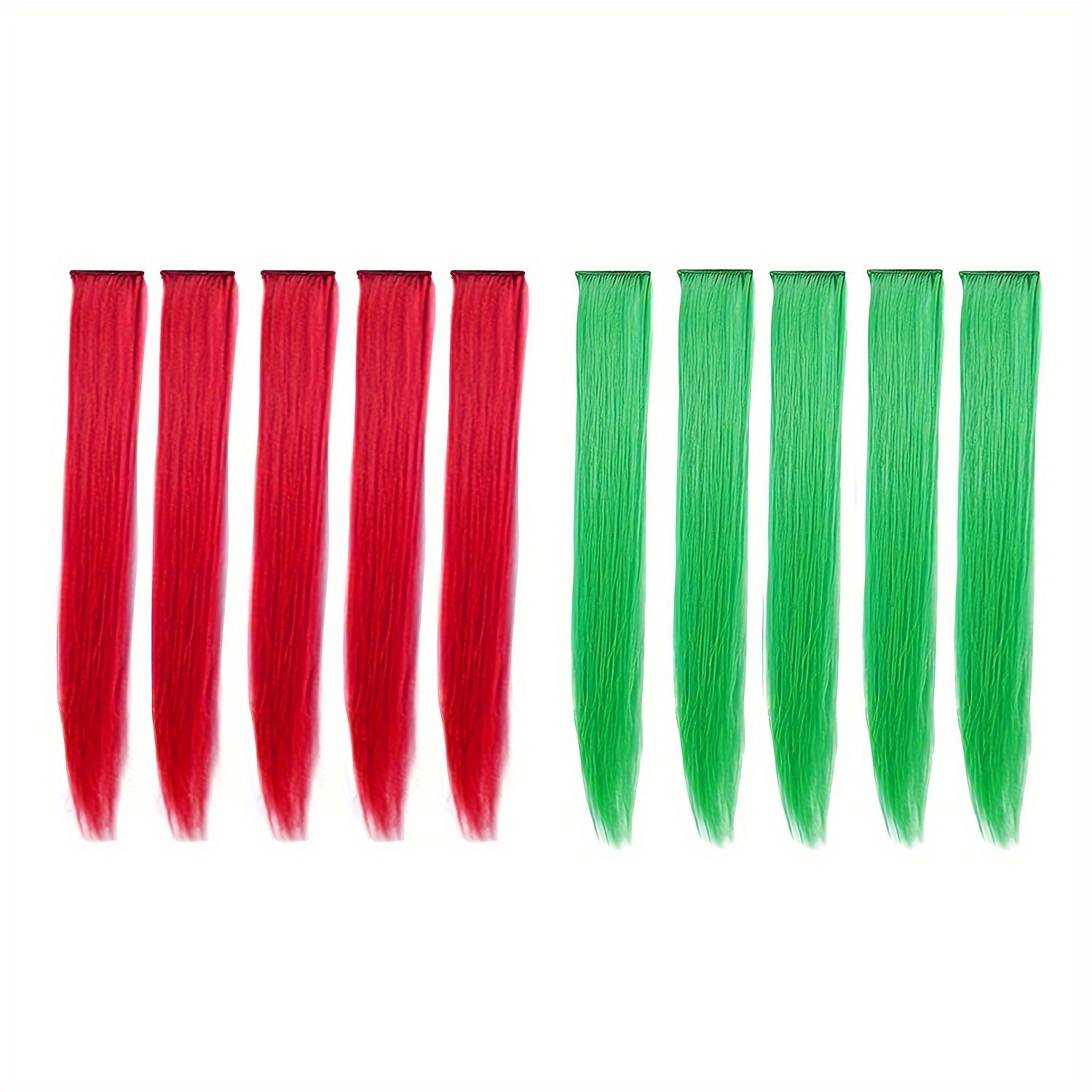 Colorful Red And Green Hair Extension Clips Party Highlights - Temu