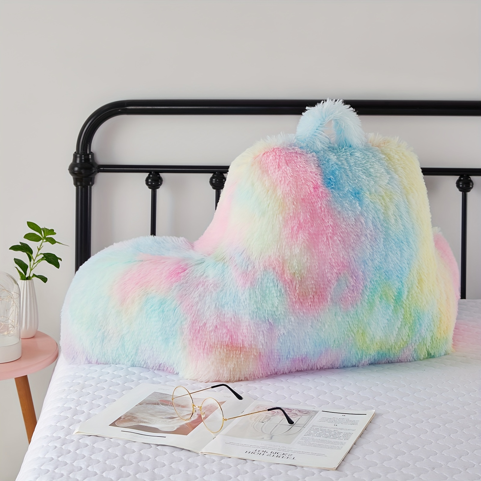 Rainbow Color Reading Pillow Adult Teen Backrest Pillow With - Temu