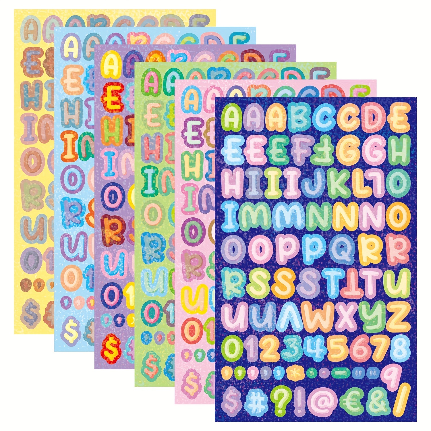 18 Digitale Buchstabensticker, Selbstklebende Klebebuchstaben mit