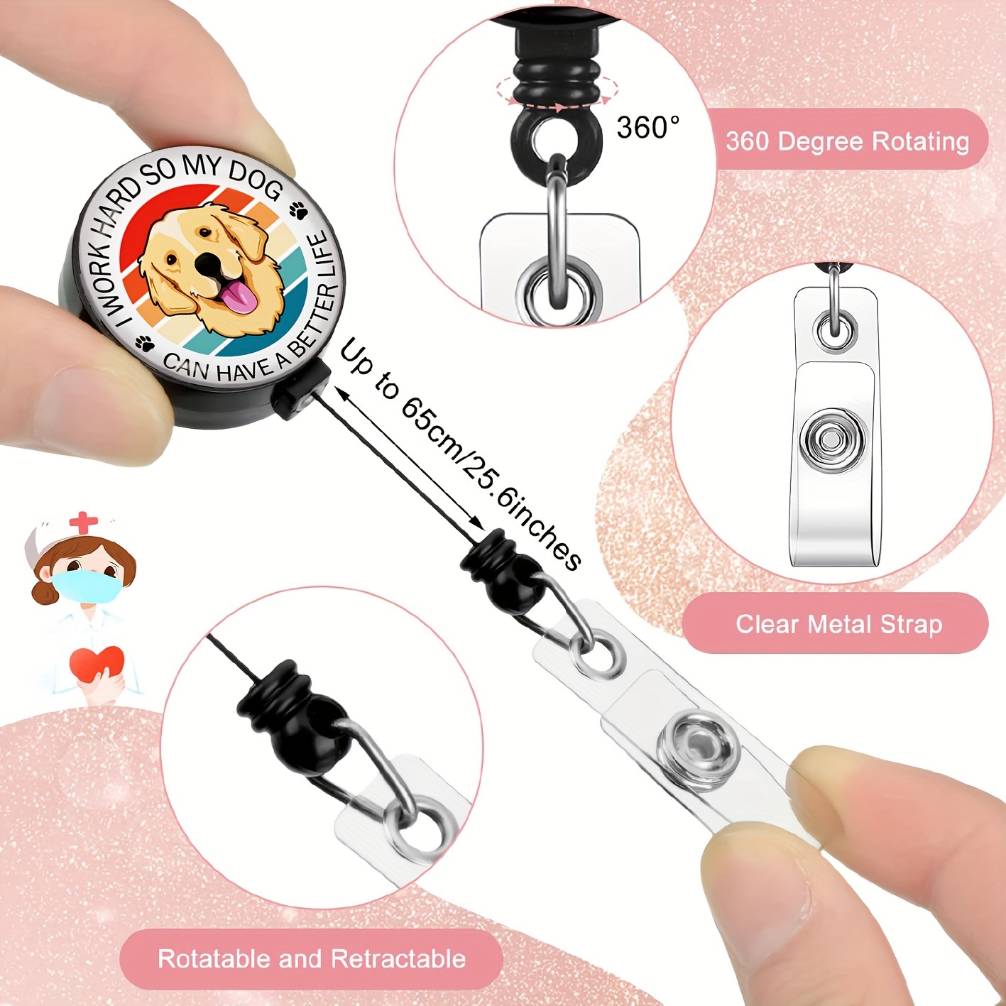 1pc Sorry I'm Late, I Saw A Dog - Funny Shaped Badge Reel With Metal Shark  Clip, Suitable For Office, Hospital, Laboratory And As A Gift For Doctors,  Nurses, Social Workers, Colleagues