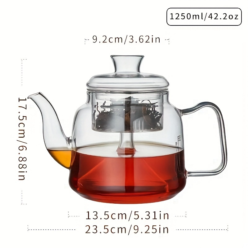 Glass Teapot With Tea Infuser, Large Capacity Borosilicate Glass Tea Kettle  With Stainless Steel Tea Strainer, Blooming And Loose Leaf Tea Maker,  Perfect For Home Office Restaurant Family Day, Tea Accessories 