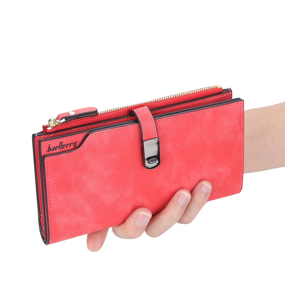 Letter Detail Long Wallet, Women's Fashion Faux Leather Wallet With Card  Slots & Id Window - Temu