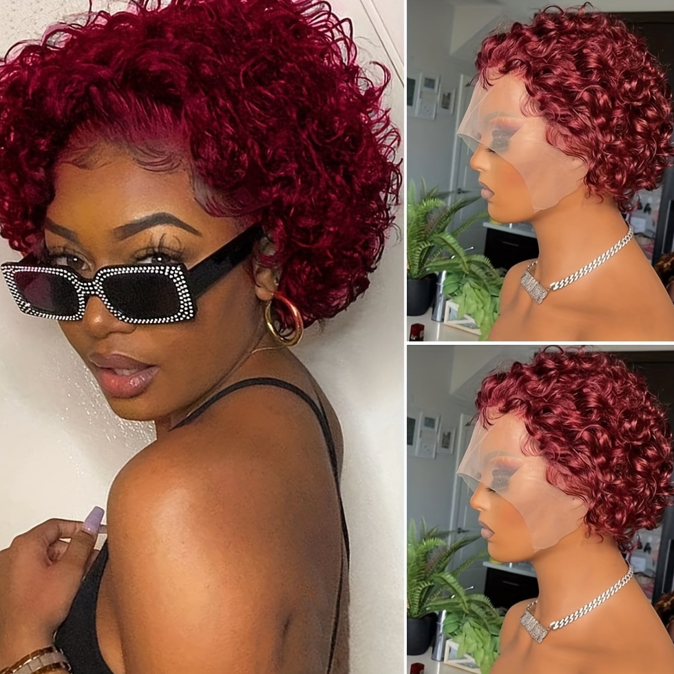 Short Curly Human Hair Wigs For Women Deep Curly Wigs Pixie - Temu