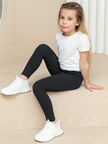 girls high stretch soft leggings plain color pure black elastic waist pants kids clothes children clothing