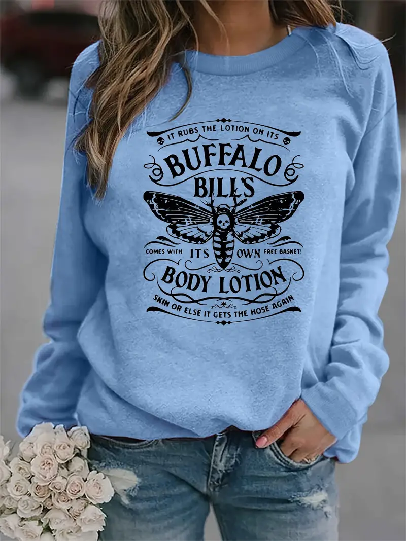 Buffalo Print Sweatshirt Casual Long Sleeve Crew Neck - Temu United Kingdom