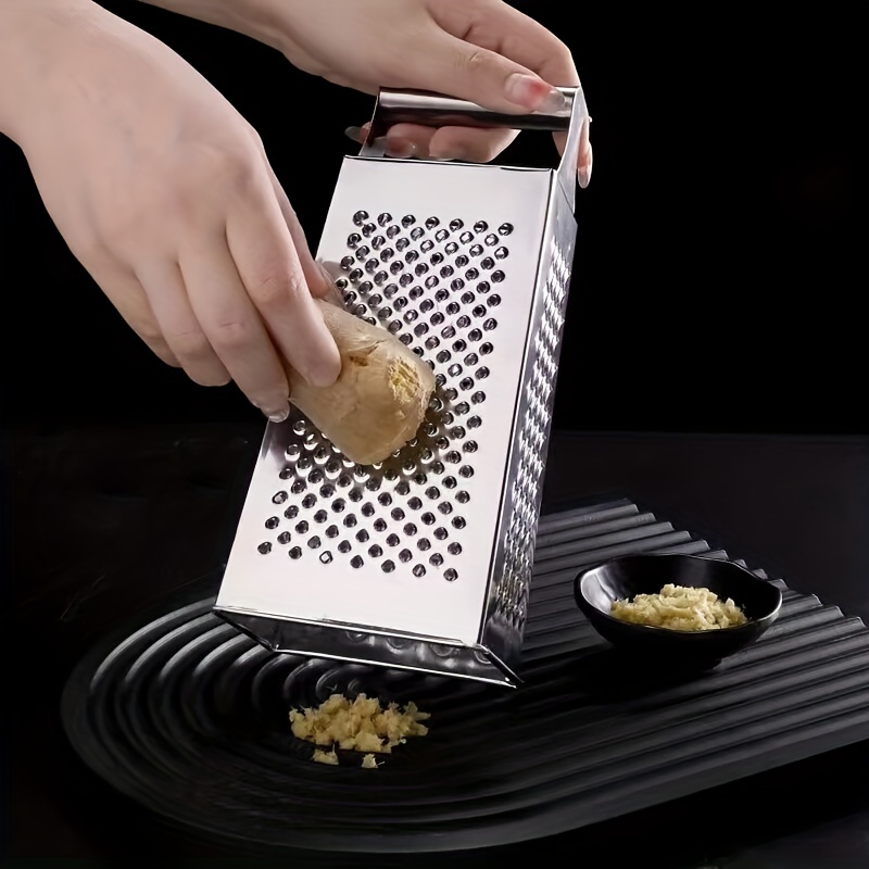  Cheese Grater with Handle and Container, Graters for Kitchen,  Cheese Shredder, Box Grater, Parmesan Cheese Grater, Garlic Mincer Tool,  Stainless Steel(Black): Home & Kitchen
