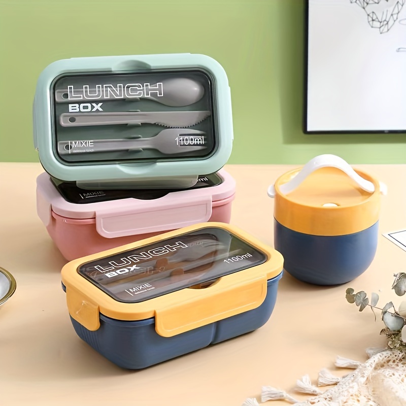 Modern And Minimalist 3-layer Stackable Bento Box With Cutlery Set