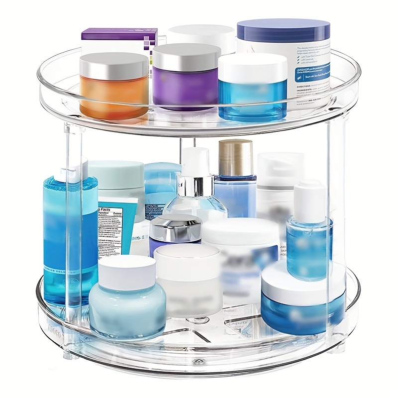 Bathroom Vanity Counter Organizer with 3 Tier Standing Rack Storage Shelf  in Clear BPA-Free Plastic