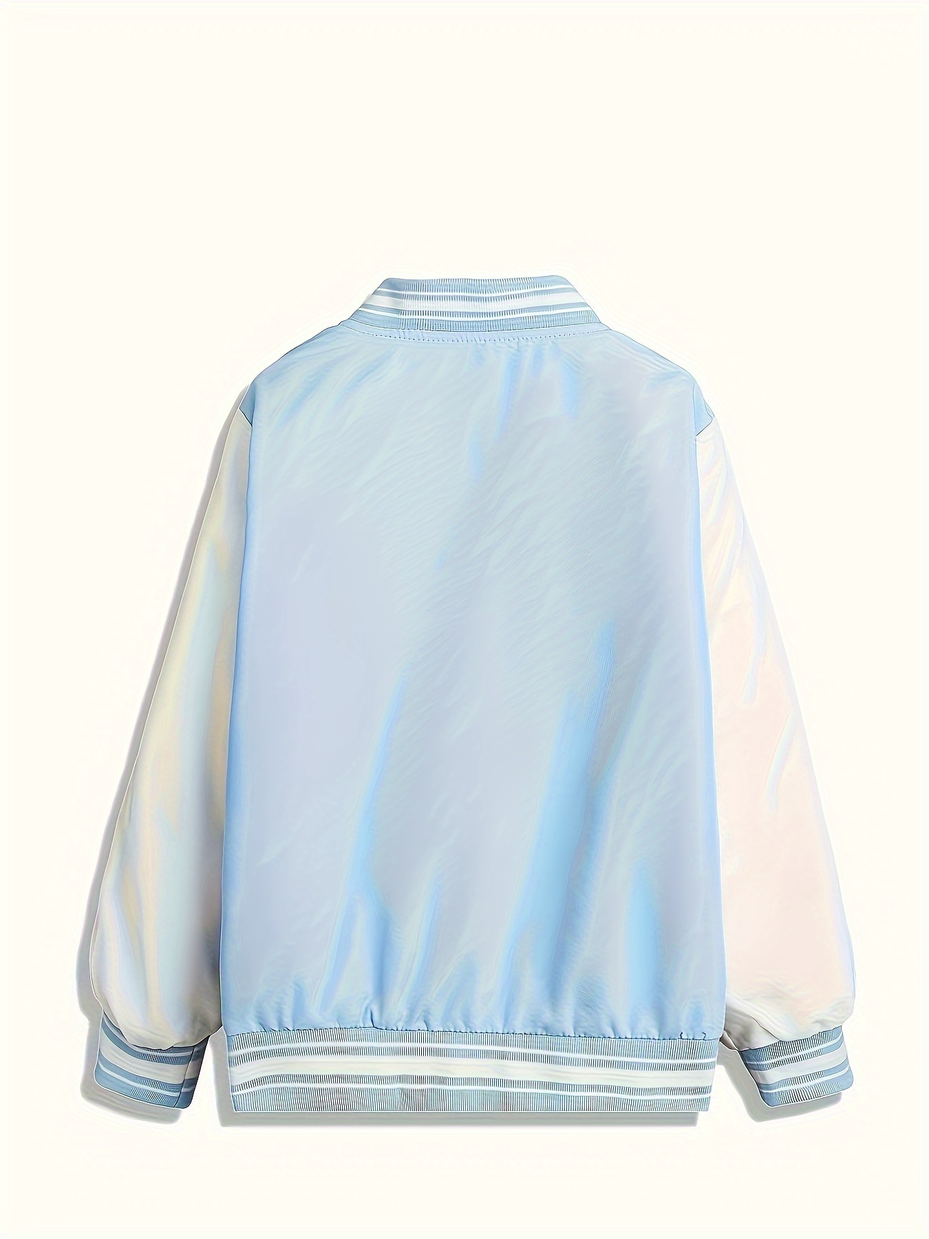 Women's Baby Blue Satin Bomber Varsity Jacket