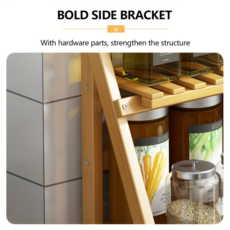 Bamboo Storage Rack Kitchen Seasoning Rack Vertical Storage - Temu