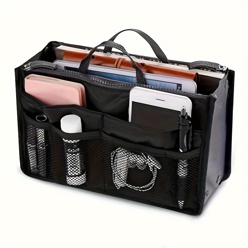 Double Zipper Bag Storage Handbag Multi Functional Cosmetic - Temu