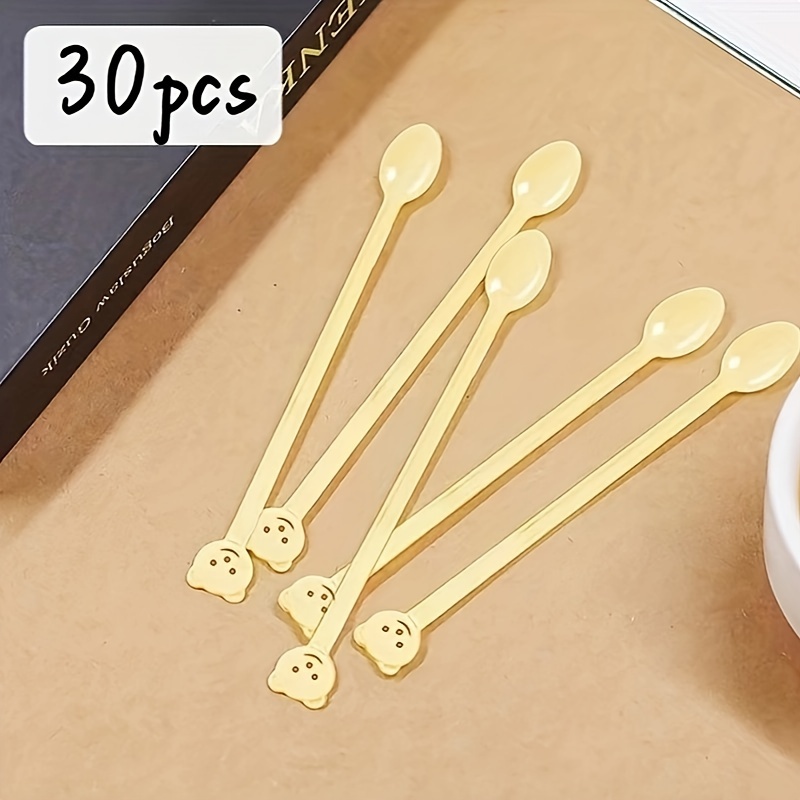 Coffee Spoon 500 PCS Disposable Tiny Coffee Tea Spoon White Plastic Stir  Cocktail Sticks Mini Tea Stirrer