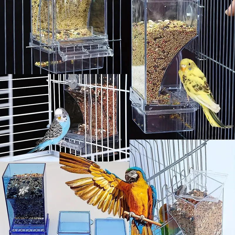 Mangeoire Automatique Pour Oiseaux, Mangeoire En Acrylique Pour Perroquets,  Mangeoire Transparente Pour Oiseaux, Accessoires De Cage Pour La Plupart