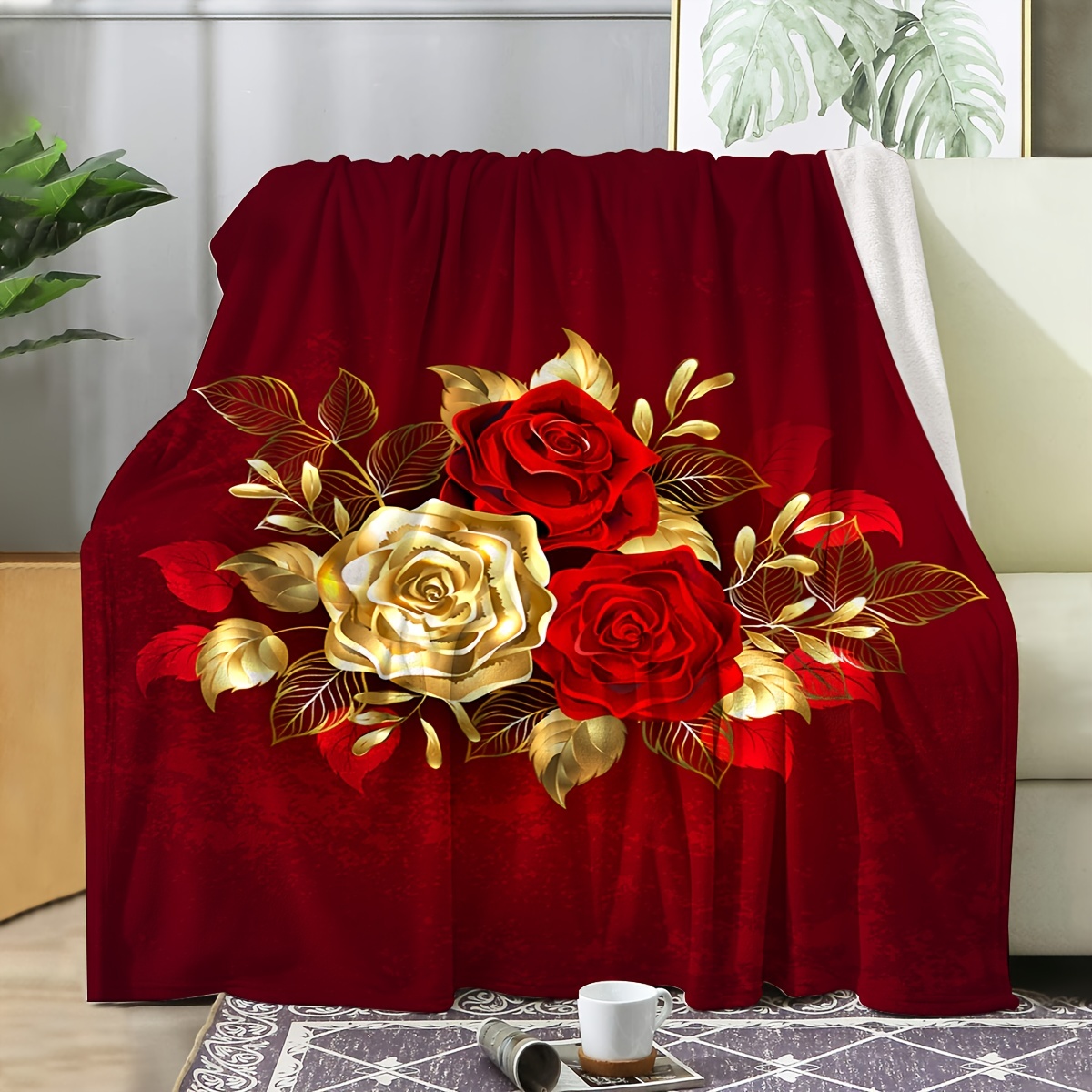 Red Roses Bouquet, in Luxury Gold Paper