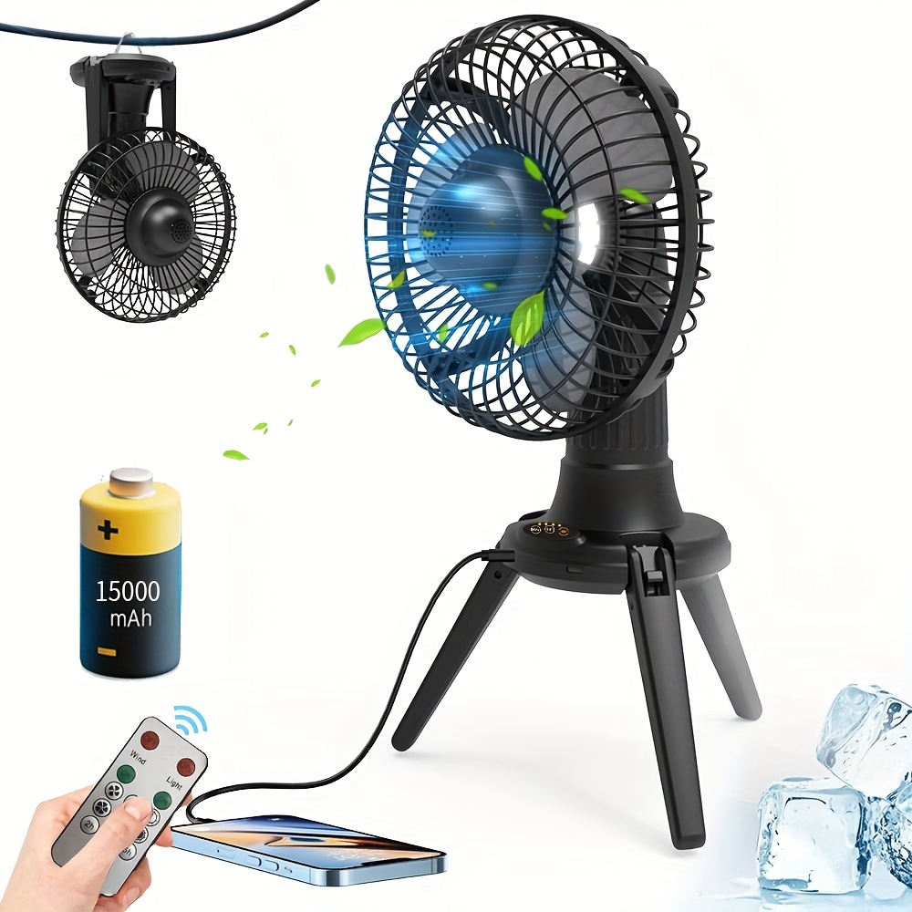 Ventilateur à batterie ultra-silencieux rotatif suspendu lumineau avec  télécommande