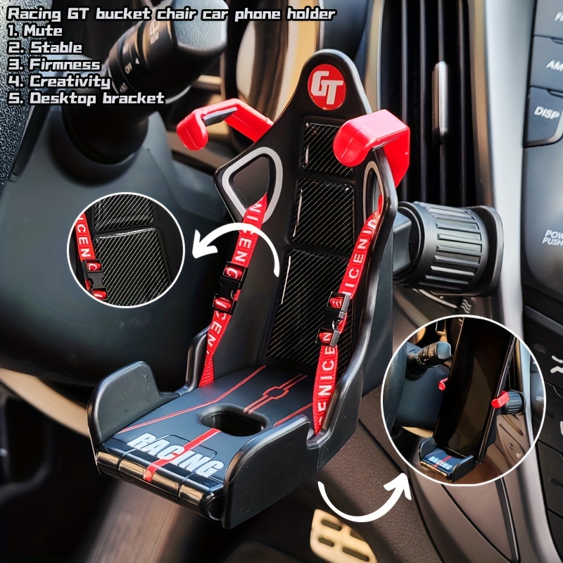 1pc racing seat design car phone bracket carair outlet phone holder car interior accessories gift for men details 0