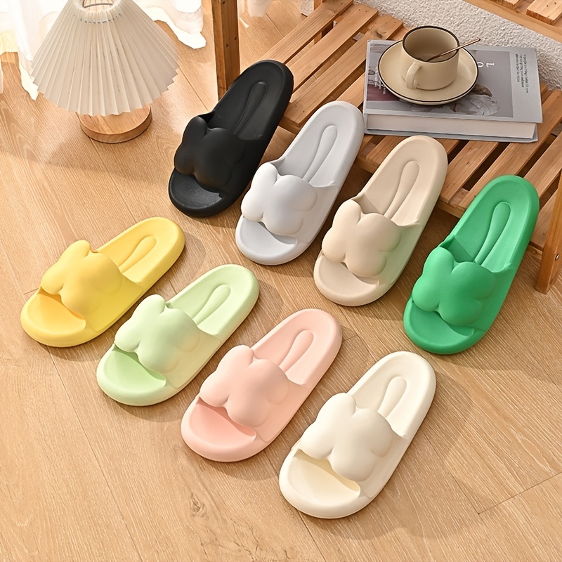Women's Solid Color Pillow Slides, Lightweight Non-slip Soft Thick Soled  Eva Slippers, Indoor Bathroom Slippers - Temu