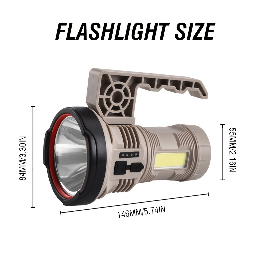 1pc led torch usb rechargeable bright lantern light with handle cob work light 7 modes warning light waterproof searchlight for camping fishing hiking home outdoor flashlight