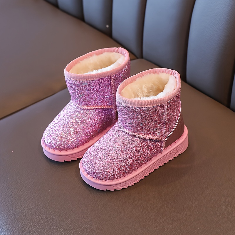 Girl's Solid Snow Boots with Warm Fleece Lining, Cozy Ankle Design