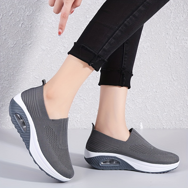 Breathable Comfortable Women s Knitted Platform Slip Walking