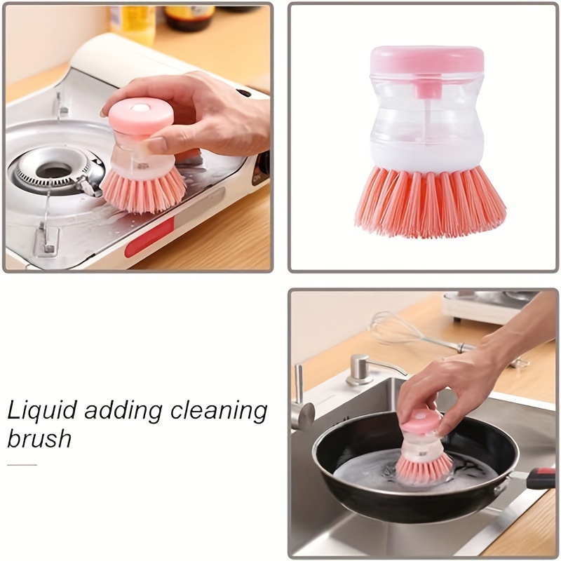 Long Handle Dish Brush Liquid Soap Dispenser Cleaner Dish Scrubber