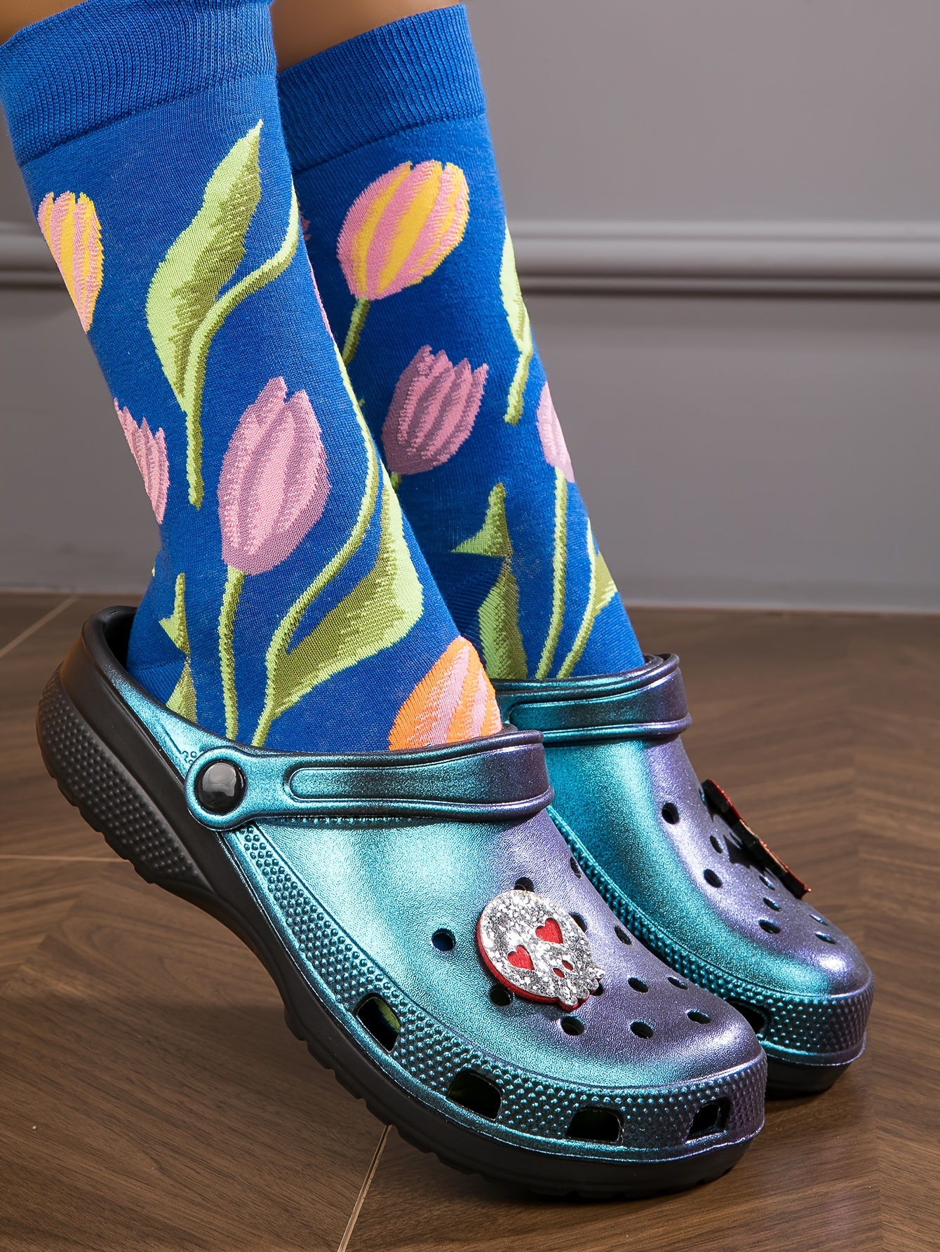 Sabots Jardin Femme Motif Floral - Légers Et Confortables - Semelle Antidérapante - 100% Polyester