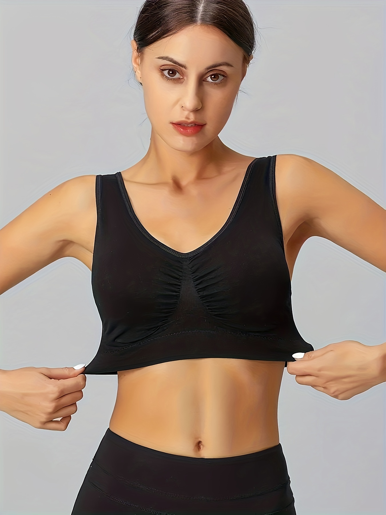 Women's Extra Large Steel Ring Free Sports Bra Double Layer - Temu