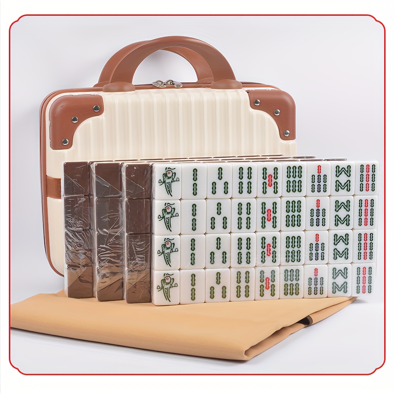 Mahjong para viagem, conjunto portátil de mini bolsa de mão com