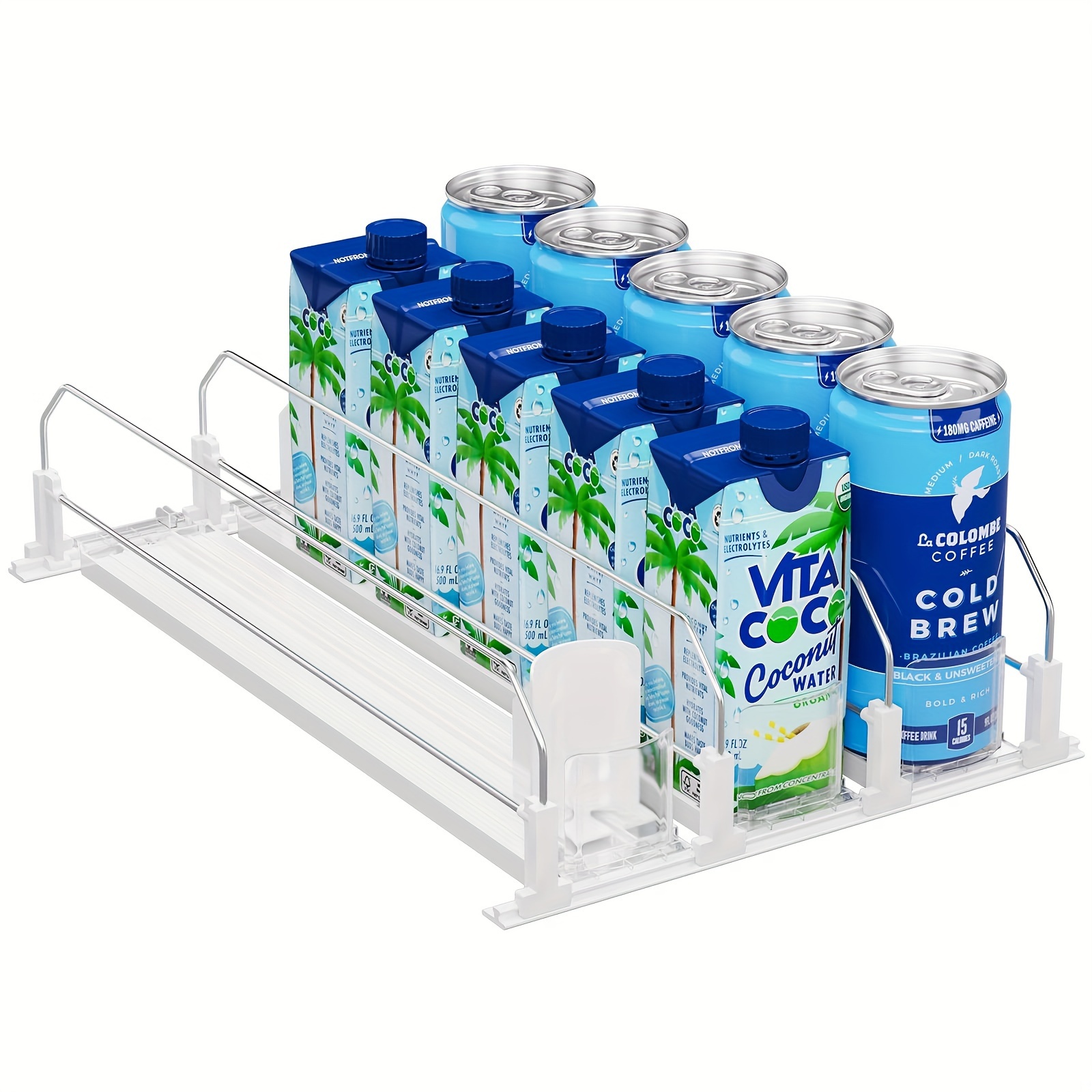 Estante retráctil para bebidas en la nevera, organizador de latas de Soda y  cerveza, doble capa, dispensador de soporte para botellas - AliExpress