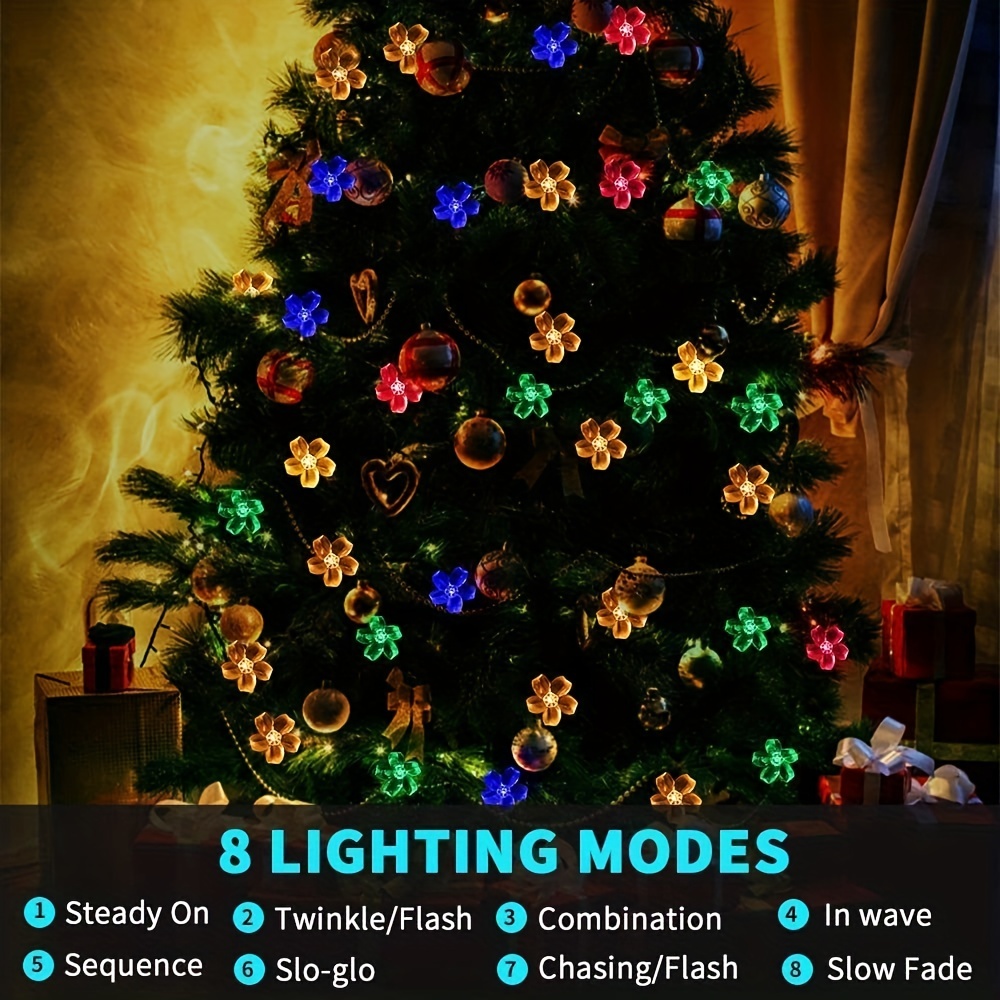 1pc 16 4ft 5m 20led solar led cherry blossoms fairy lights string waterproof outdoor lamp for christmas holiday party decoration included 2m wire halloween christmas decorations details 2