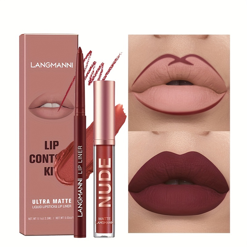 

6-color Nude Lip Liner And Lipstick Set, Matte Finish Color Rendering Lipstick With Matching Smooth Lip Liner, Waterproof Long Lasting Gift Set For Daily Use Valentine's Day Gifts