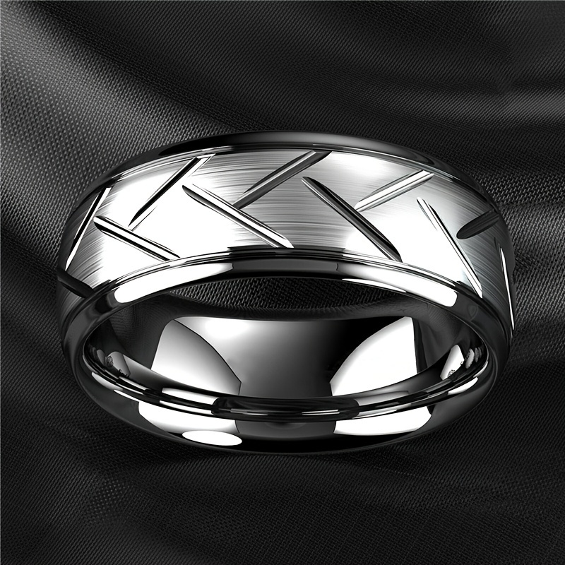 Luxury High Quality Black Titanium Steel Ring Fashion Simple - Temu