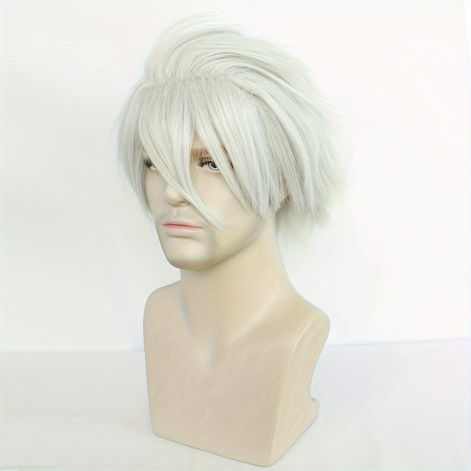 Short Silvery Wig Anime Cosplay Wig Synthetic Wig Men Temu