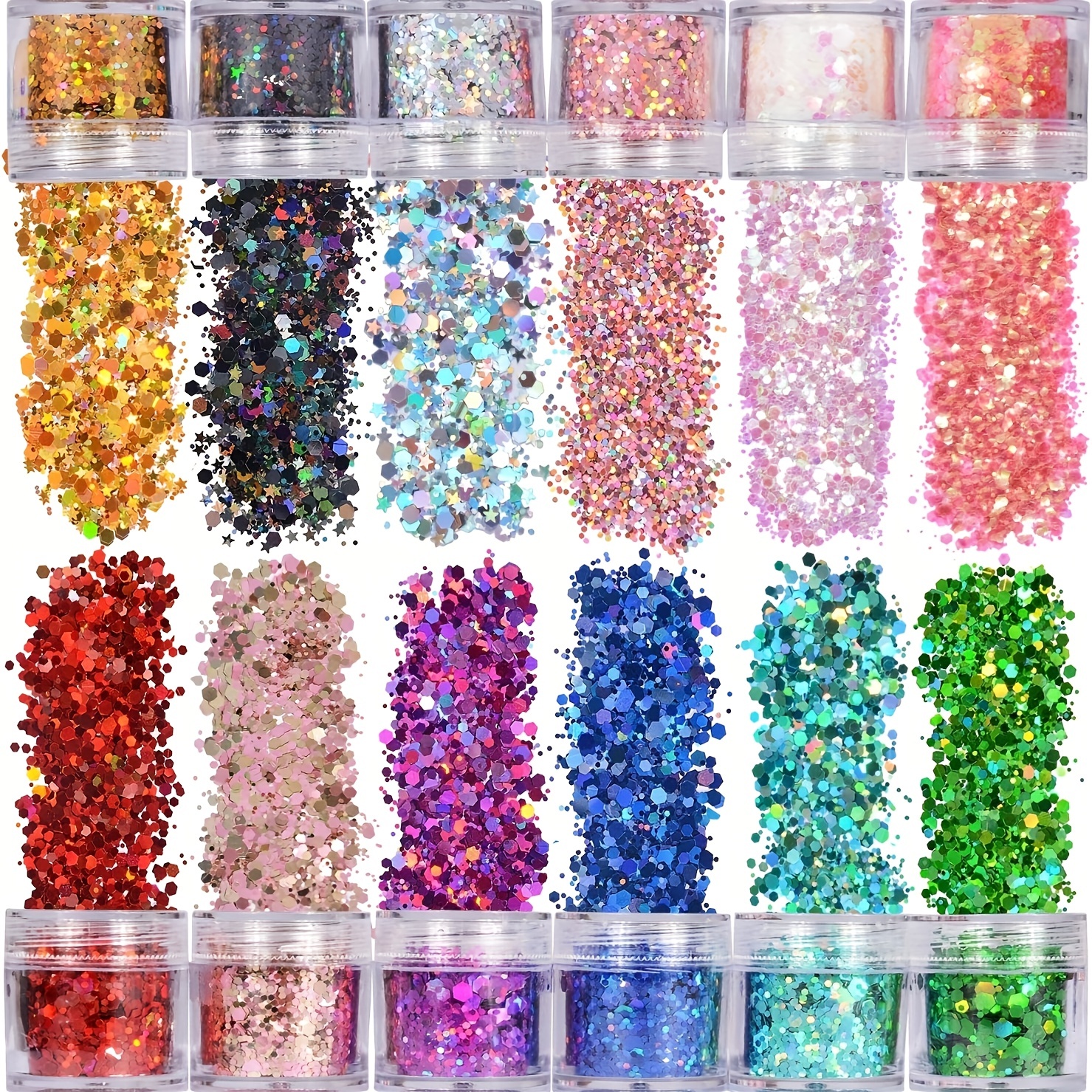 6 Colors Sets Metallic Glitter Mix Chunky Craft Drawing - Temu