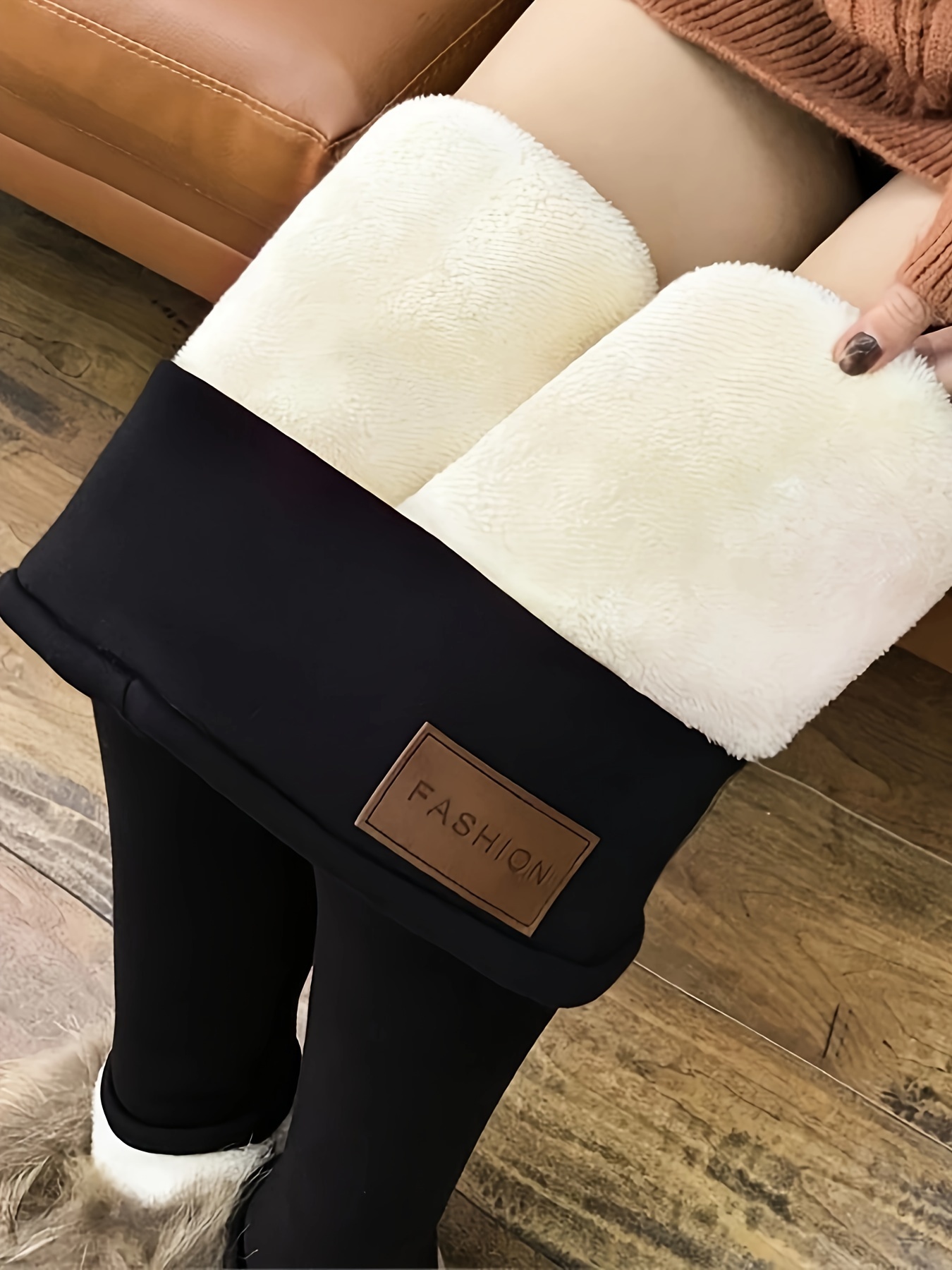 Winter Plush Lined Pantyhose Warm High Elastic Footless - Temu