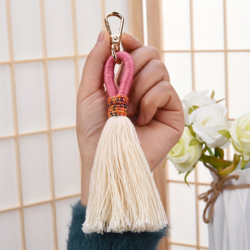 Boho Macrame Keychain Retro Tassel Key Chain Ring Purse Bag - Temu