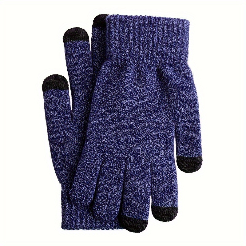 Simple Black 1pc Knitted Gloves, Men's Knitted Gloves for and Christmas Gift Cycling Hiking Warm Touch Screen Gloves,Women Winter Gloves,Temu
