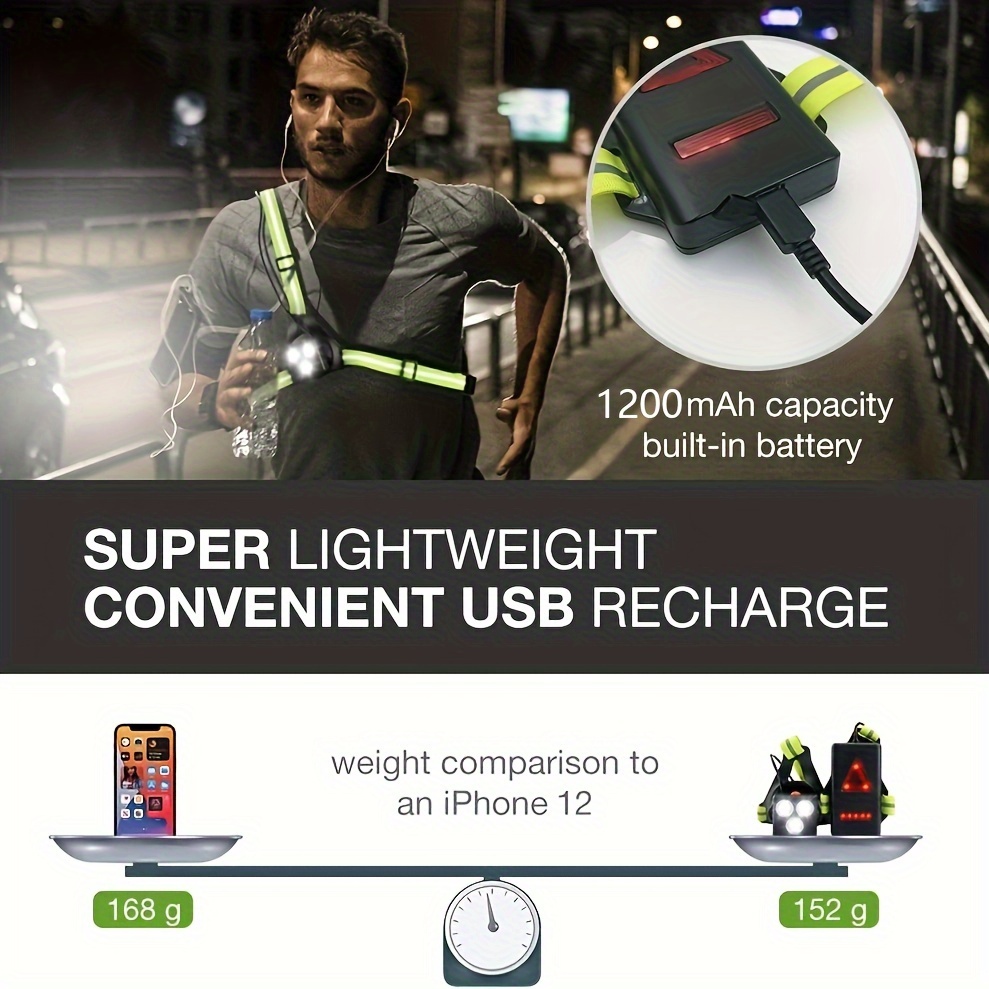Led Reflective Vest Running Gear, Usb Rechargeable Led Light Up